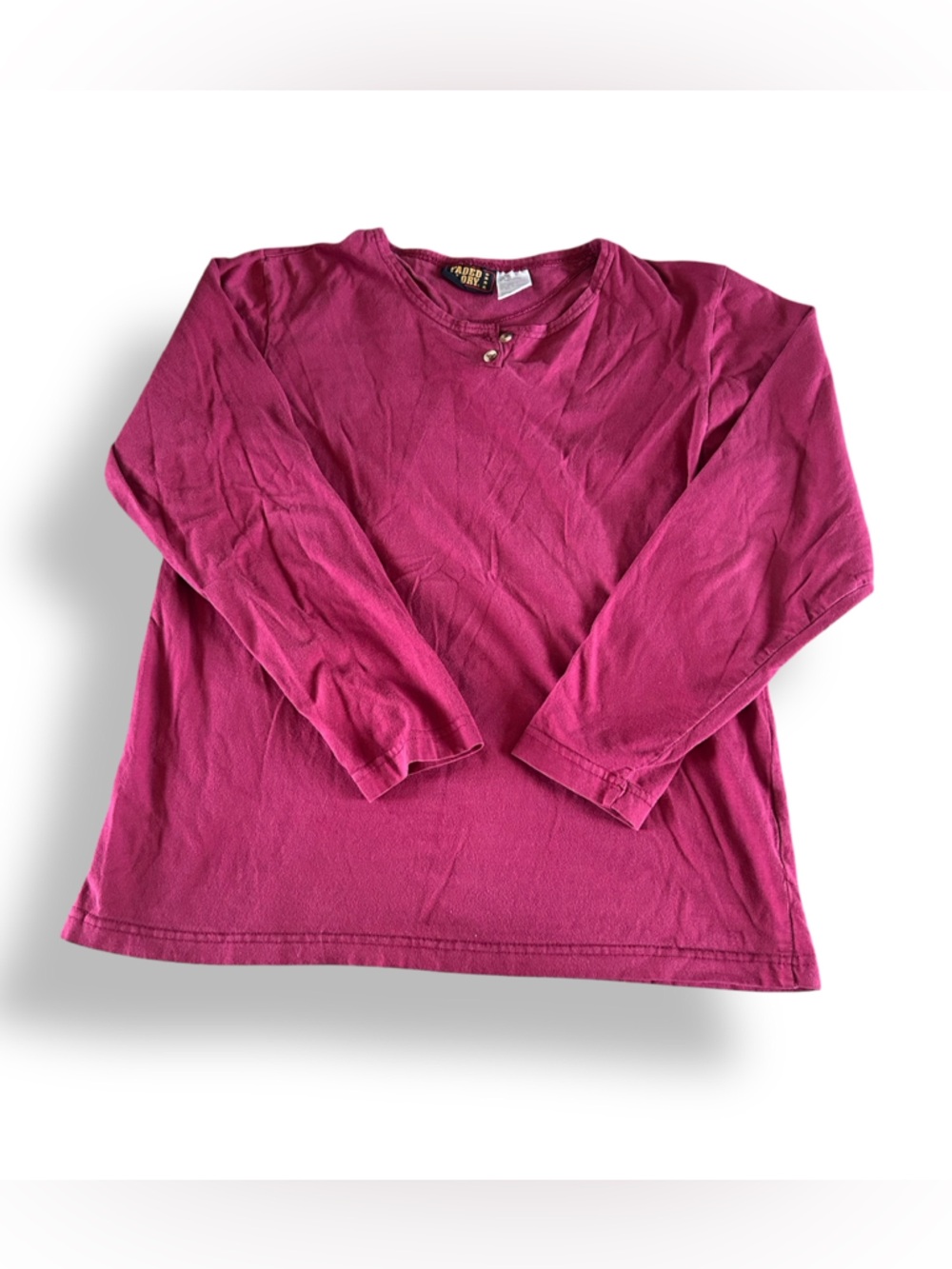 [Faded Glory] Wine Red/Pink Henley Long Sleeve Top